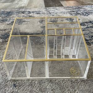 Solid Makeup Organizer - Clear w/ Gold Lining